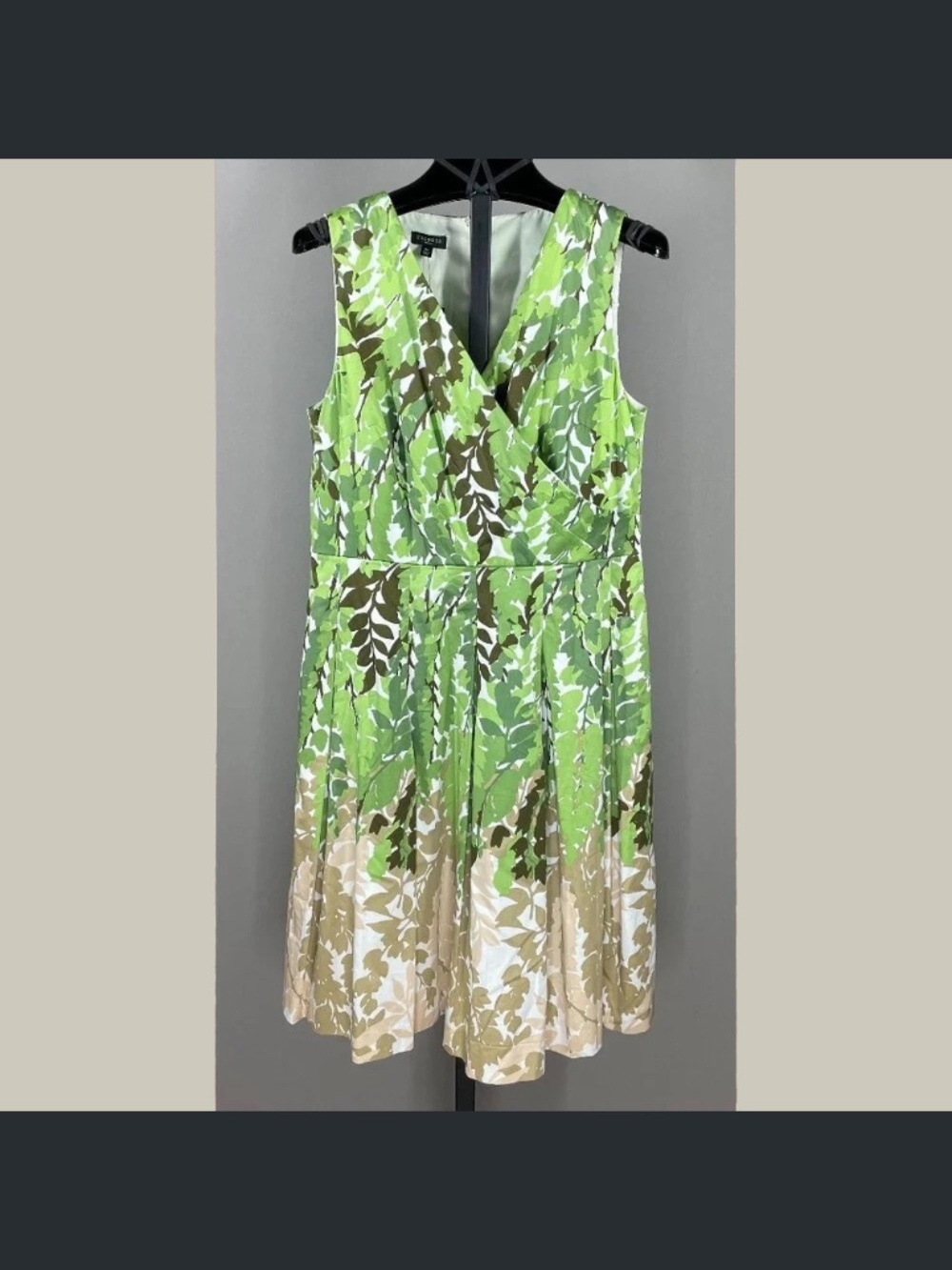 NEW Talbots Dress Womens 8 petite green brown floral fit flare preppy